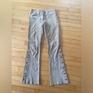 Arden B. Y2K Tan Suede 100% Leather Snap Button Flare Western Boho Pants Size 2